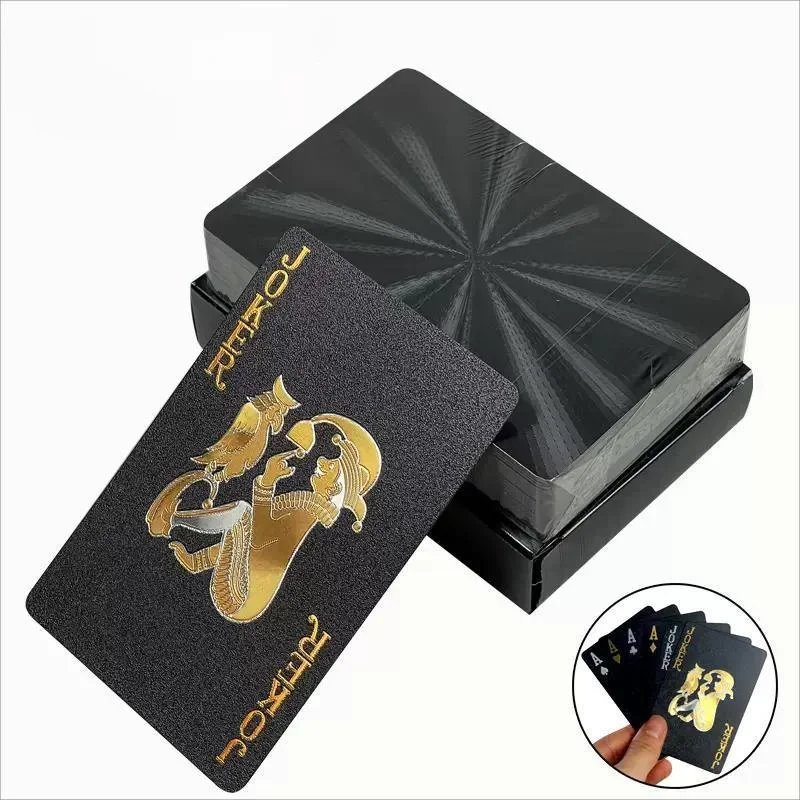 54 Black and Gold Plastic Playing Cards Waterproof Card Gift Collection Aluminum Foil Poker Set Practical Party Gifts party photo props