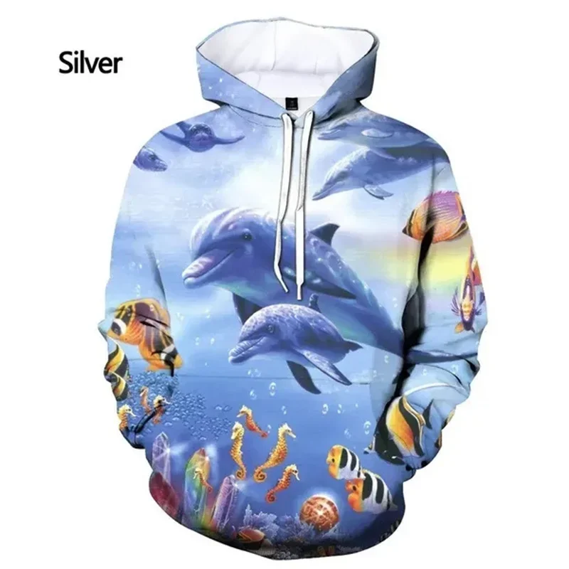 

New Fashion 3D Dolphin Printed Hoodies For Men Ocean Animal Graphic Sweatshirt Children Hipster Streetwear Pullover Women Hoodie