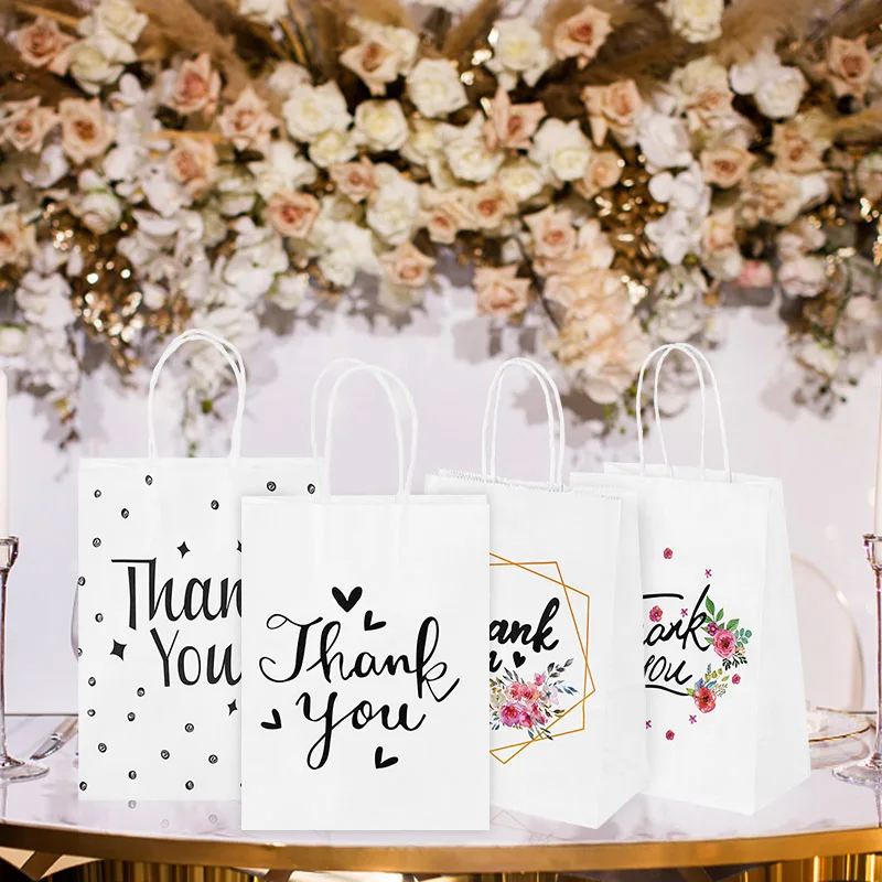Queekay 30 bolsas de bienvenida de boda a granel Thank You for Celebrating  with Us Bolsas de papel con asas, bolsas de regalo de boda para invitados