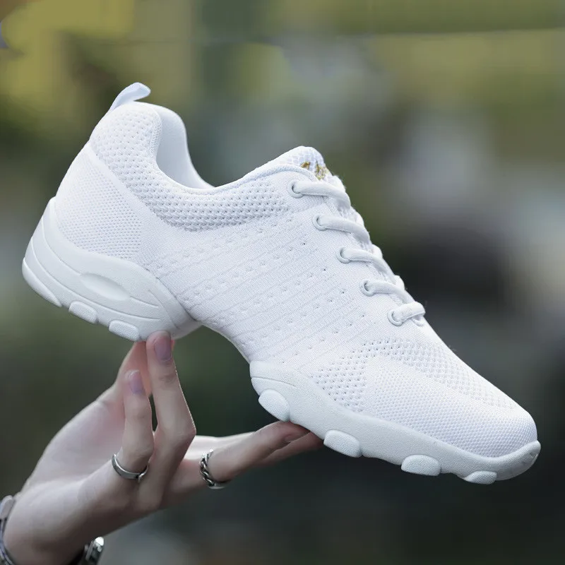 Dance Shoes Man Ladies Modern Soft Outsole Jazz Sneakers Leather Mesh Breathable Lightweight Female Dancing Fitness Shoes Sport 3