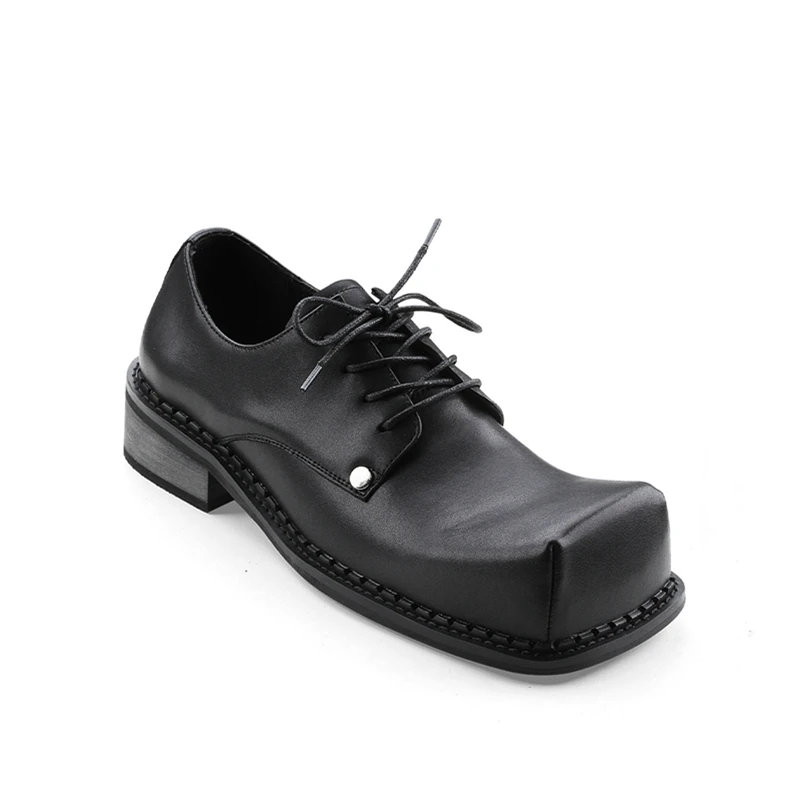 

Eye Catching ! Super Big Square Toe Peculiar Men's Oxfords Ruffian Street Corner Young Guy Special Derby Shoes