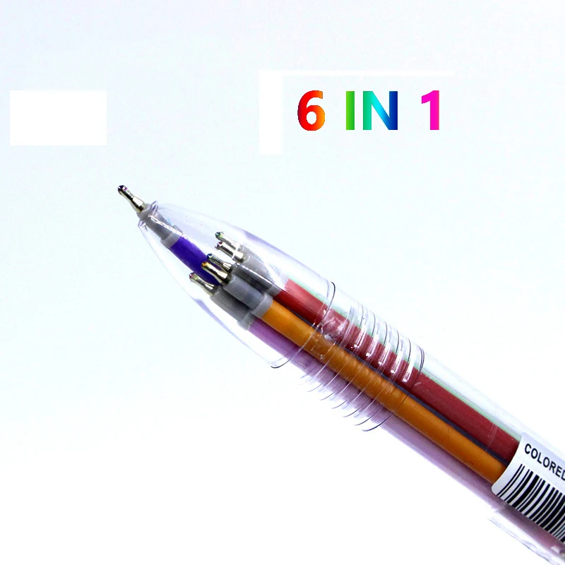 6 In1 크리 에이 티브 여러 가지 빛깔의 볼펜 0.7mm 6 색 잉크 Shool Office 그림 쓰기 Kawaii 편지지 생일 선물