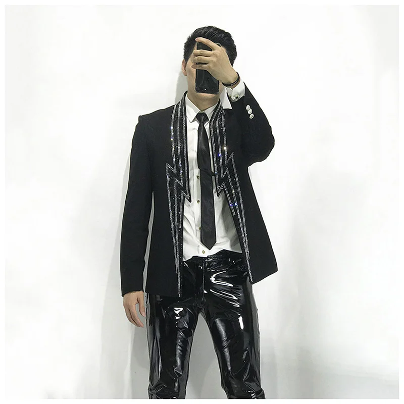 blazer suit Men Jacket Heavy Industry Luxury Banquet Jacket Blazer Masculino Lightning Rhinestone Jacket Club Party Blazer Men Stage Suit casual blazer for men