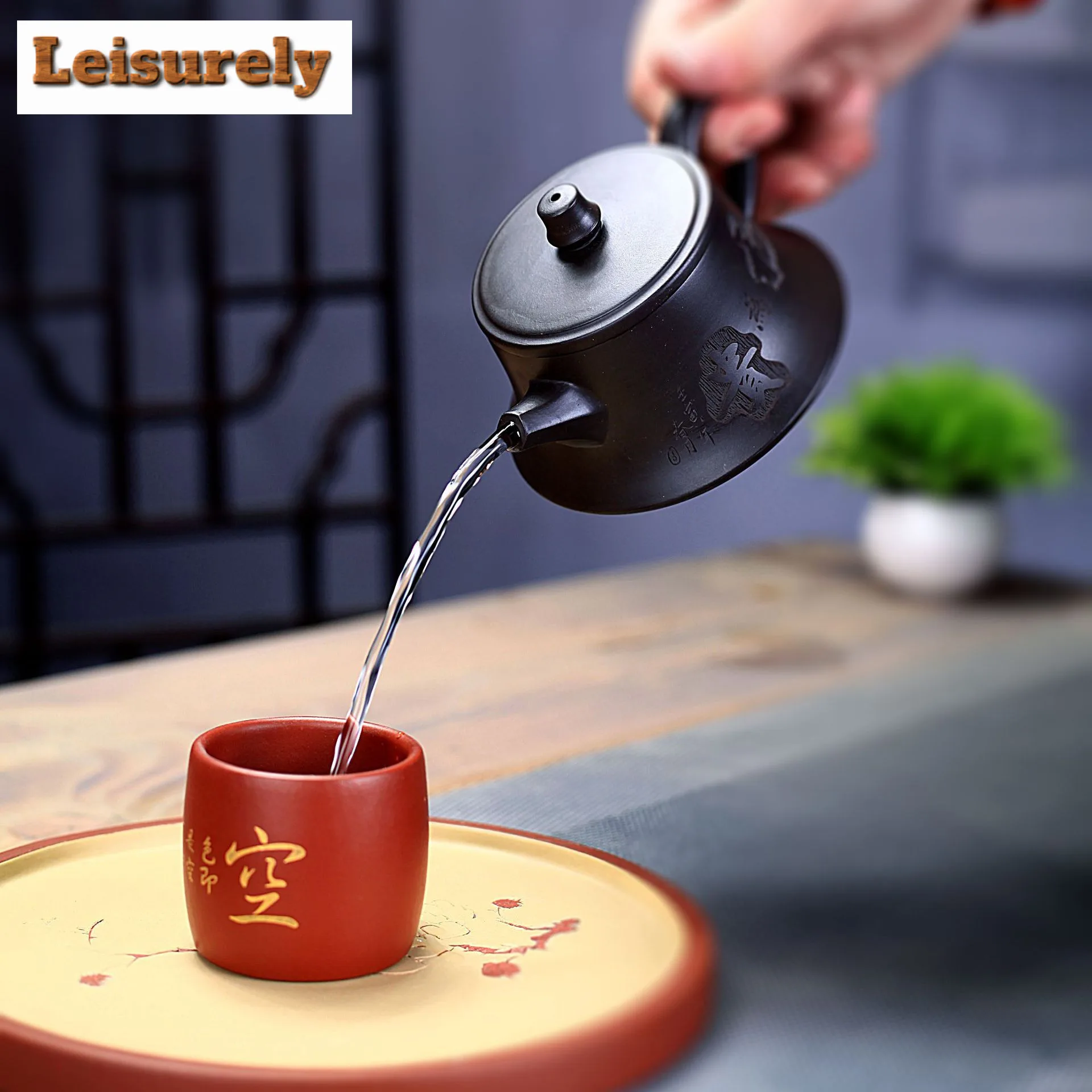 190ml Classic Yixing Purple Clay Teapots Handmade Curve Pot Raw Ore Black Zhu Mud Kettle With Strainer Chinese Zisha Tea Set Cha