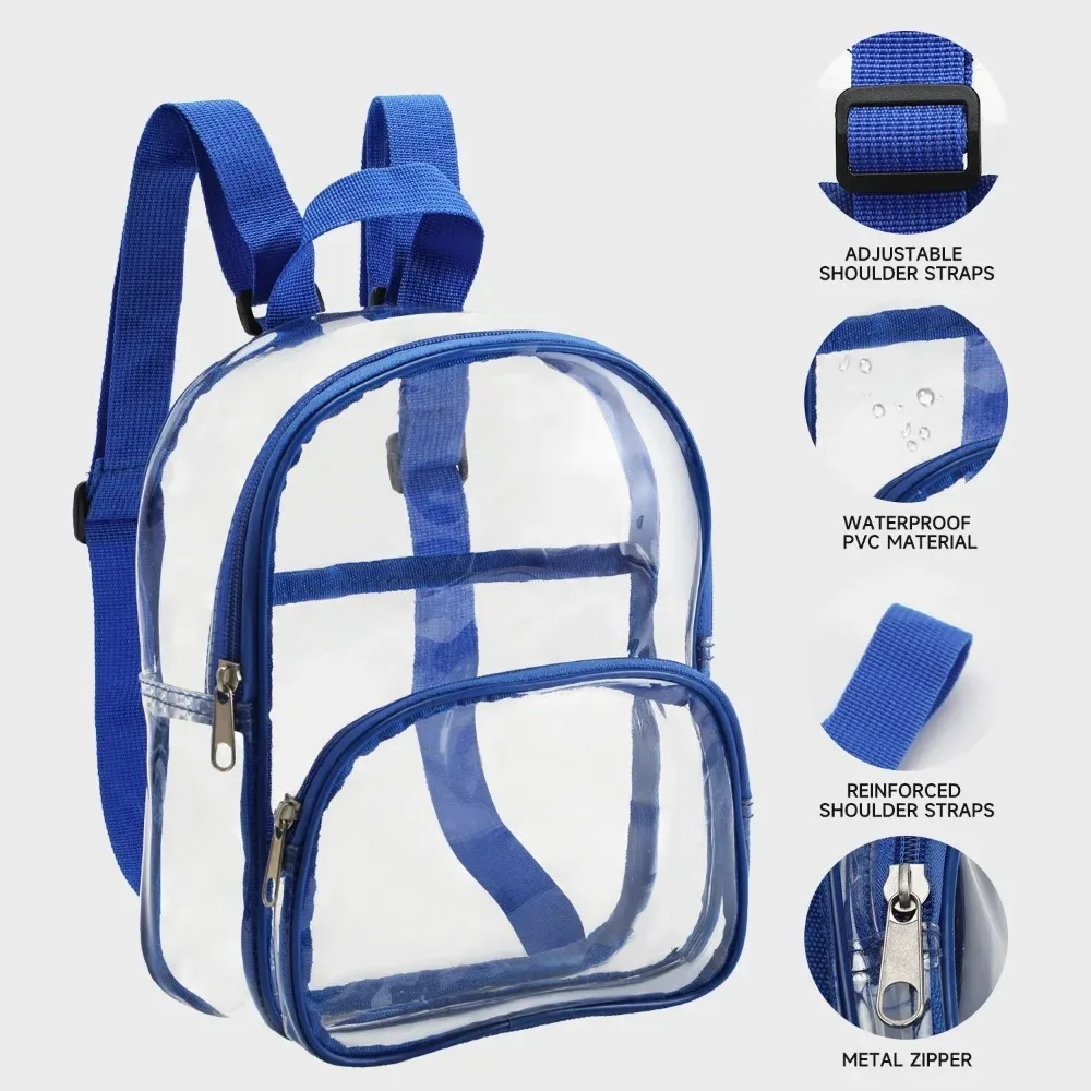 Mini Clear Pvc Backpack Waterproof Transparent Storage Bag Casual Travel Toiletry Pouch Portable Student Stationery Organizer 3