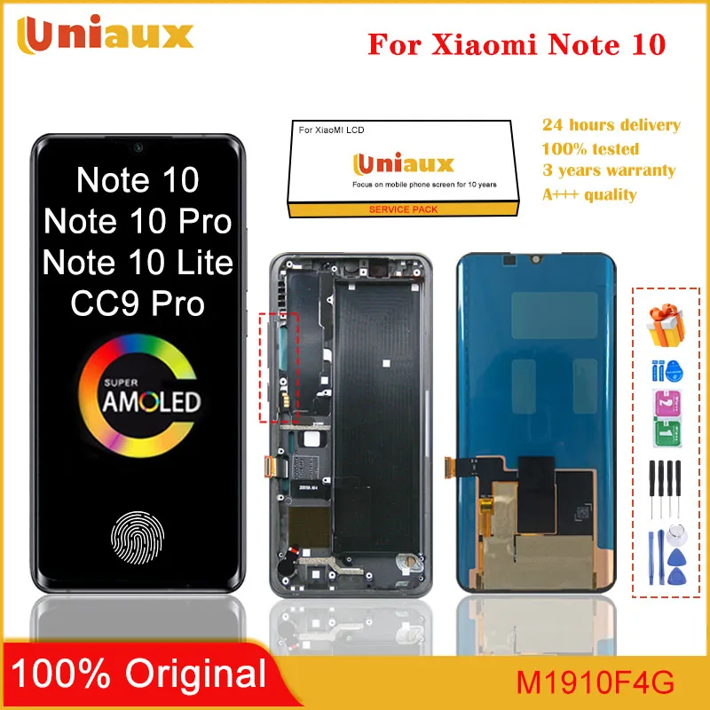 

6.47''Original AMOLED For Xiaomi Mi Note 10 LCD CC9 Pro Display Touch Screen Digitizer For Mi Note10 Note 10 Pro LCD Replacement