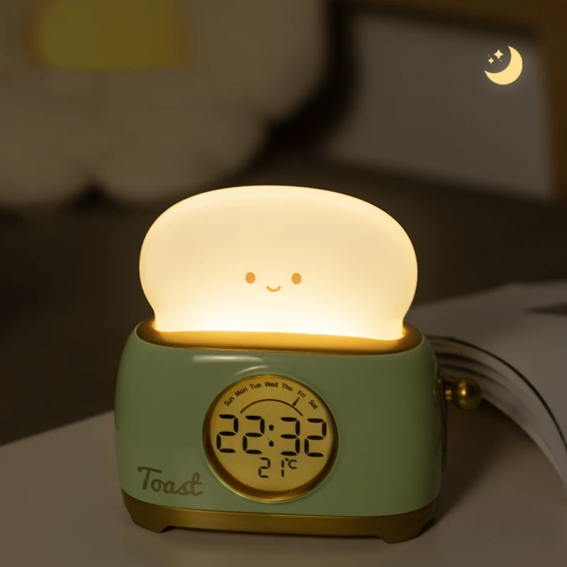 

Kid Alarm Clock LED Night Light Digital Clock Children's Sleep Trainier For Home Bedroom Bedside Cute Temperature Display Reloj