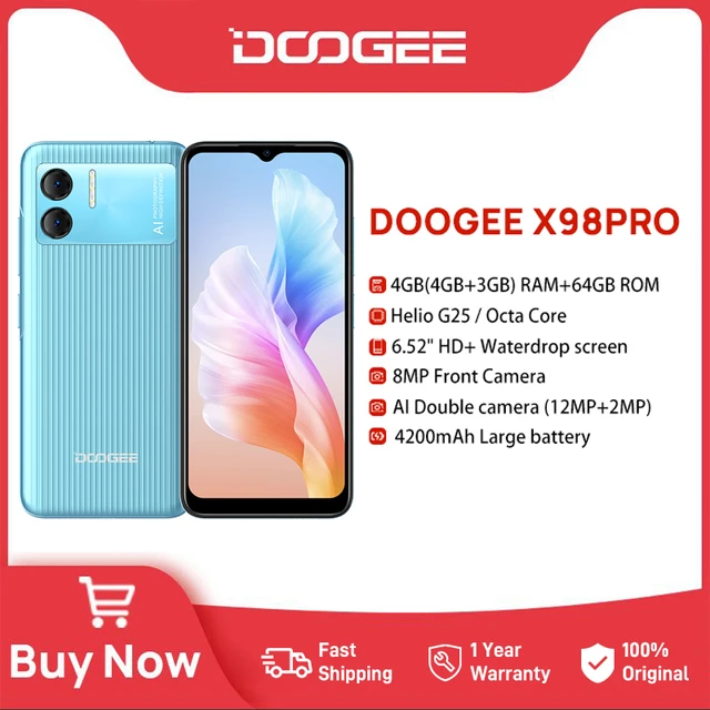 Compra ahora el DOOGEE X98 [2023] Moviles Baratos y Buenos Android 12,  Pantalla 6.52 HD+, 4200mAh Batería, Teléfono Móvil 4G Dual SIM,  3GB+16GB(Ampliable 1TB),AI Doble Cámara, Face ID/5G-WiF/GPS [Versión  española] - ilikephone