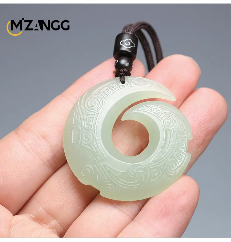 I02 Ciondolo con Collana Blätterkranz Dorato Foglie Bianchi Giada