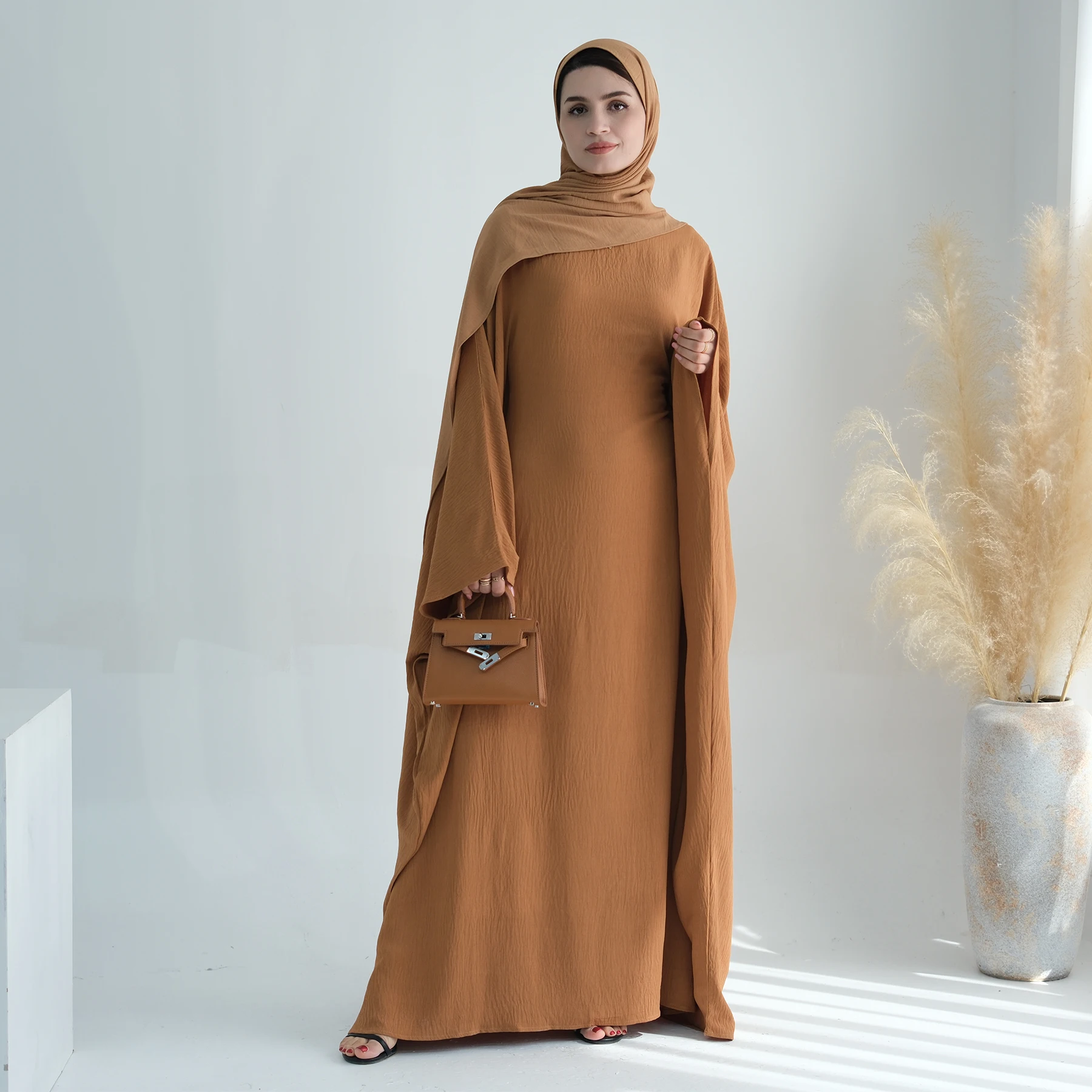 عباية جيدة التهوية للنساء المسلمات ، عباية متواضعة ، كم جناح الخفاش ، مقاس كبير ، تقليدي ، بوليستر ، ملابس دبي ، جديدة