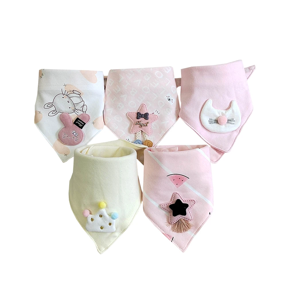 5Pieces/Lot Baby Girl Bib Cotton Triangle Infant Feeding Burp Cloth Teething Drool Boy Bib Newborn Accessories 6