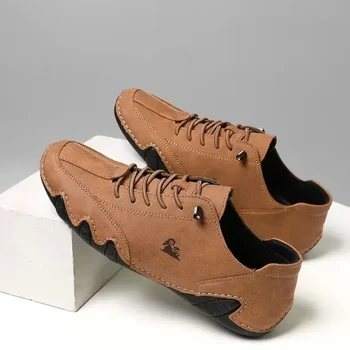 الأحذية الرجالية الكلاسيكية الرجعية بولي Leather الجلود خفيفة الوزن مريحة عدم الانزلاق الأحذية العارية العصرية الدراجات زوجين المنخفضة قطع أحذية الدانتيل 5