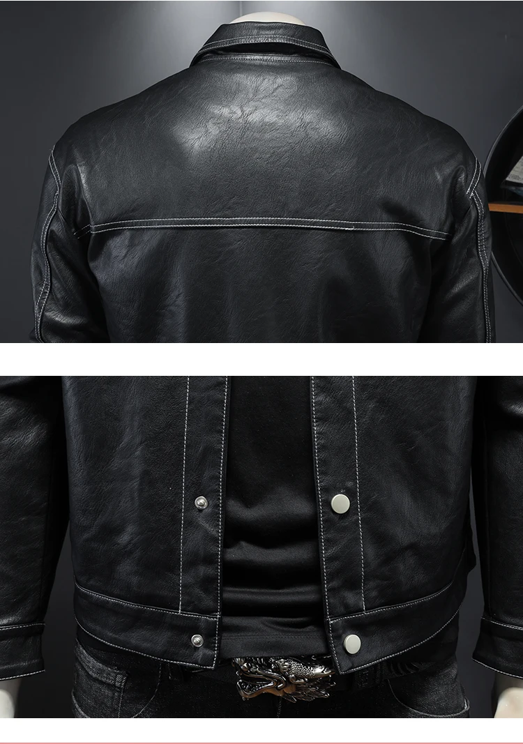 original leather jacket for men Spring Men's Faux Leather Jacket Fashion Multi Pocket Single Breasted Personality Biker Men's Faux Leather Coat PU Jacket genuine leather bomber jackets