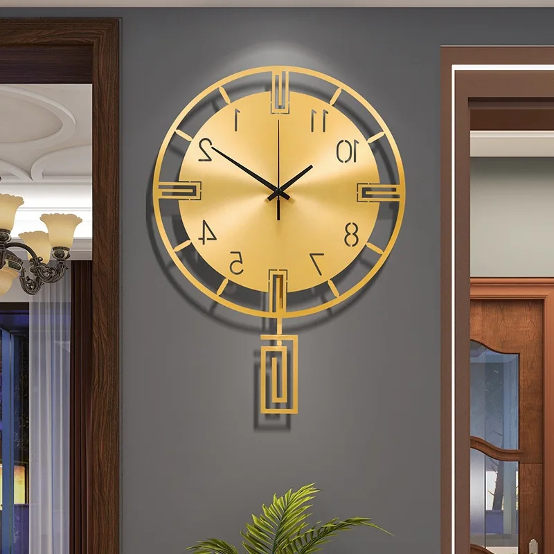 

Модные креативные настенные часы для гостиной из чистой меди для домашнего использования, атмосферные неподвижные индивидуальные настенные часы