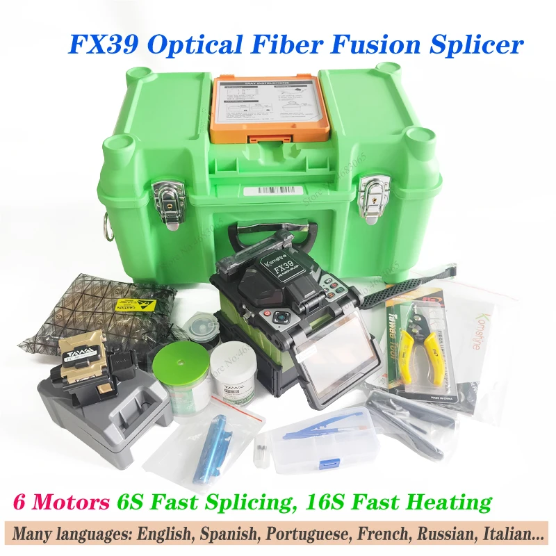 Fiber optic splicer fx39, 6 motors, fusion splicer, welding machine, multi languages, FTTH Customized
