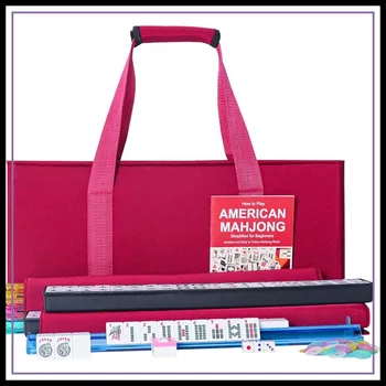 166 White Tiles American Mahjong Set with Red Bag, 4 All-in-One Racks and Pushers, Complete Western Mahjong 1