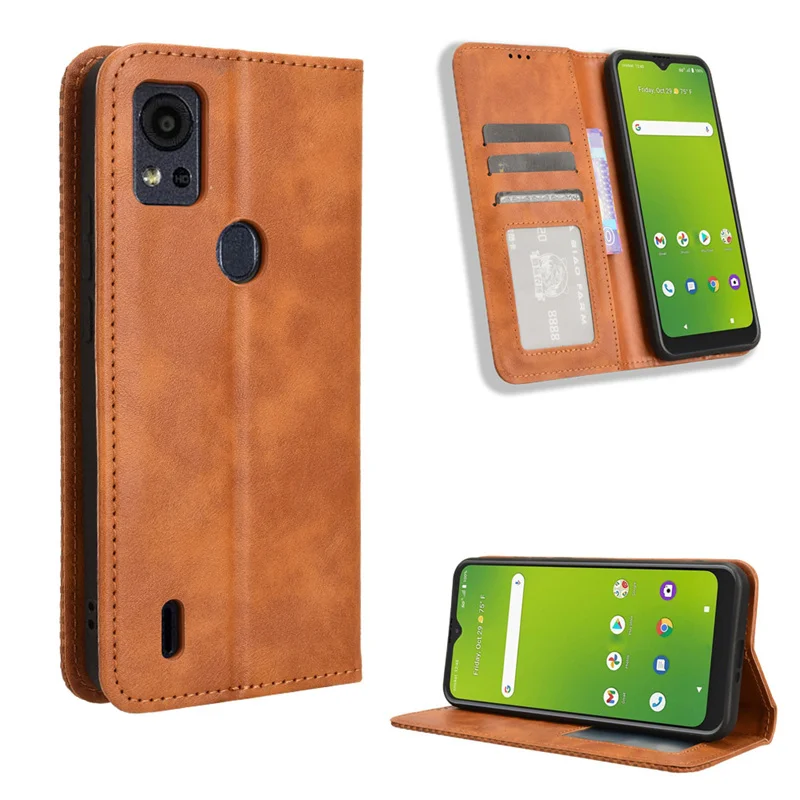 Per Cricket Icon 5 Custodia Lussuosa Custodia Protettiva Magnetica Retrò In Pelle Per At&T Motivate 4 Borse Per Telefono