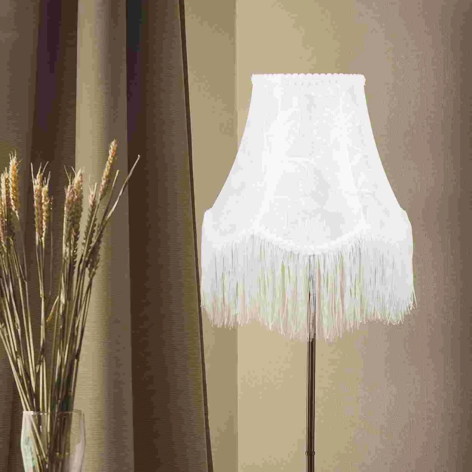 

Scallop Bell Lamp Shade Vintage Fringe Lamp Shade E27 Dome Lamp Cover Replacement Antique European Clip On Bulb Table Lamp
