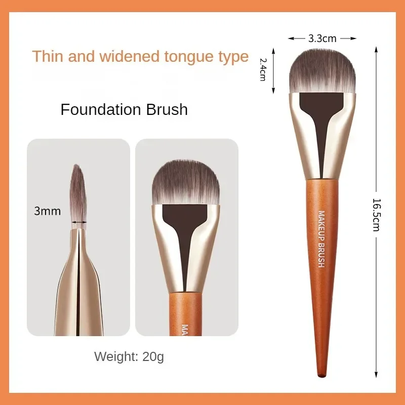 Pennello Professionale per Trucco a Testa Piatta, Pennello Ultra Sottile per Fondotinta e Correttore, Pennello per Fondotinta Liquido, Pennello per Base Viso, Strumenti per il Make-up - immagine 5