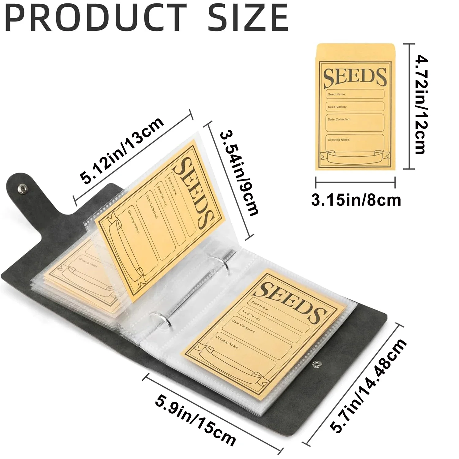 1 Set Seeds Storage Organizers, Garden Seed Organizer Binder ,Seed Packet Organizer, with 50pcs Self-Sealing Seed Envelopes