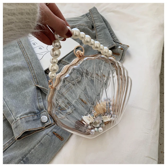 Clear Acrylic Shell Shaped Bag, Trendy Chain Crossbody Bag