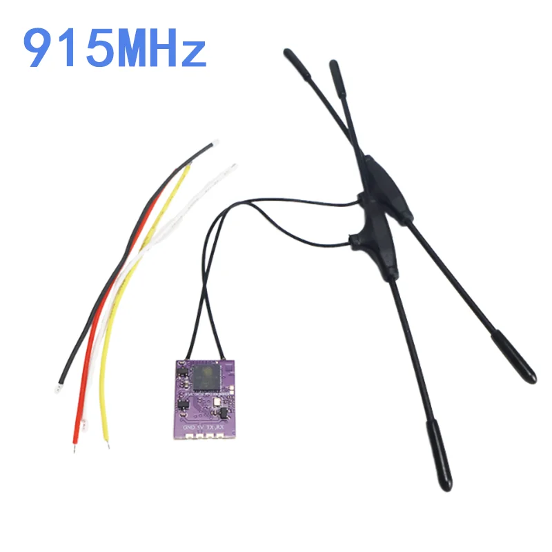 Détail des ports et du câblage du récepteur double ELRS HappyModel ES900, idéal pour drone FPV longue portée