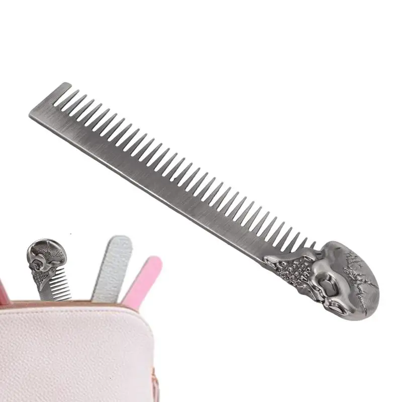 

Портативная расческа для ухода за бородой с черепом Дизайн Мужской Стайлинг модный аксессуар Мужская карманная Расческа для бороды стильные волосы для ухода за лицом