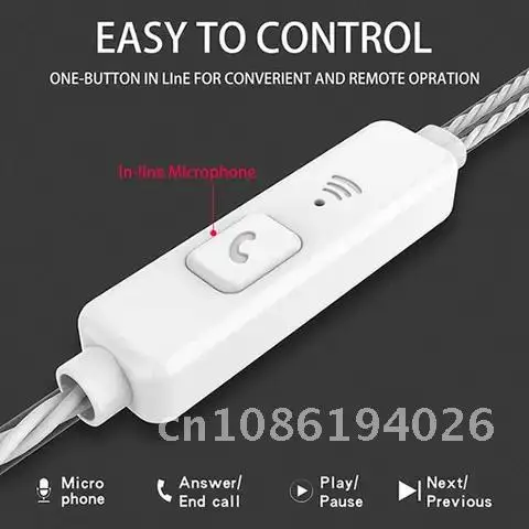 음악 스포츠 스테레오 소음 감소 헤드폰, 3.5mm 플러그 와이어 제어 헤드셋, 아이폰 아이팟 MP3 플레이어용 내장 마이크