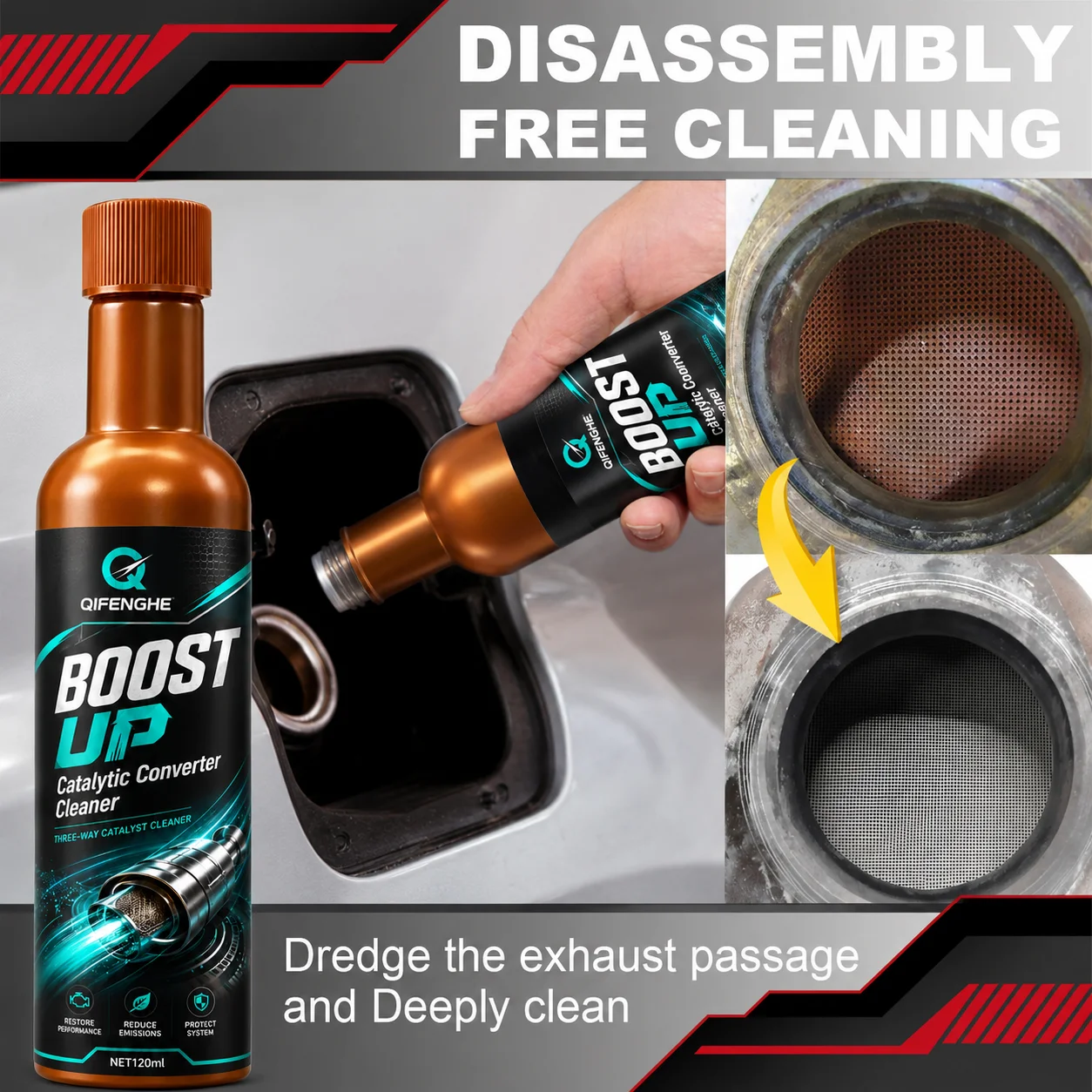 Detergente per Motori 120ml, Pulitore per Catalizzatore, Agente di Pulizia per Catalizzatore a 3 Vie, Rimuovi Carbonio per Carburatore Auto - Image 3