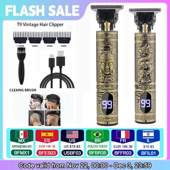 Tagliacapelli portatile T9 Tagliacapelli vintage USB Rasoio a ricarica rapida Barbiere Tagliacapelli senza fili per barba da uomo 1