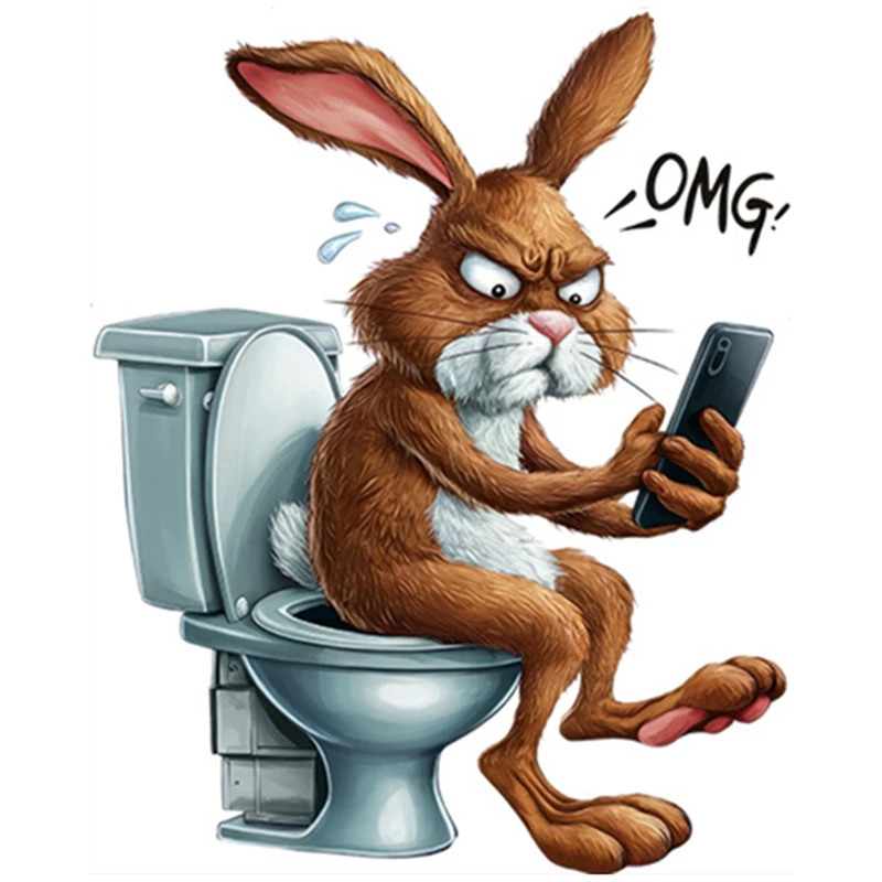 Super Funny Cartoon Animal Toilet Stickers Anime Rabbit Peter Playing Games 3D Vinyl Wall Decals Home Bathroom WC Decoration