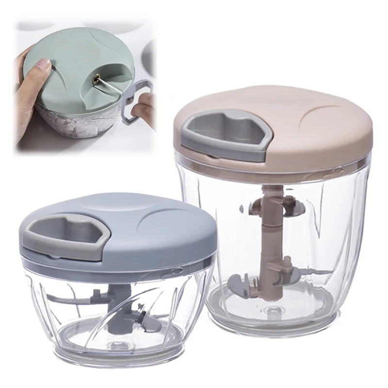 Garlic Chopper Manual Rotate Meat Grinder Fruit Vegetable Cutter Chopper Slicer Garlic Crusher Peeler Grinder Blender 500/900ML