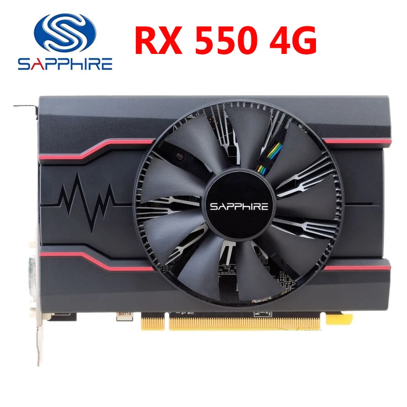 

Б/у Видеокарта SAPPHIRE RX 550 4G GDDR5 RX550 4G D5 для AMD Radeon RX 500, видеокарта RX550 4 Гб DP HDMI DVI, маленькая карта