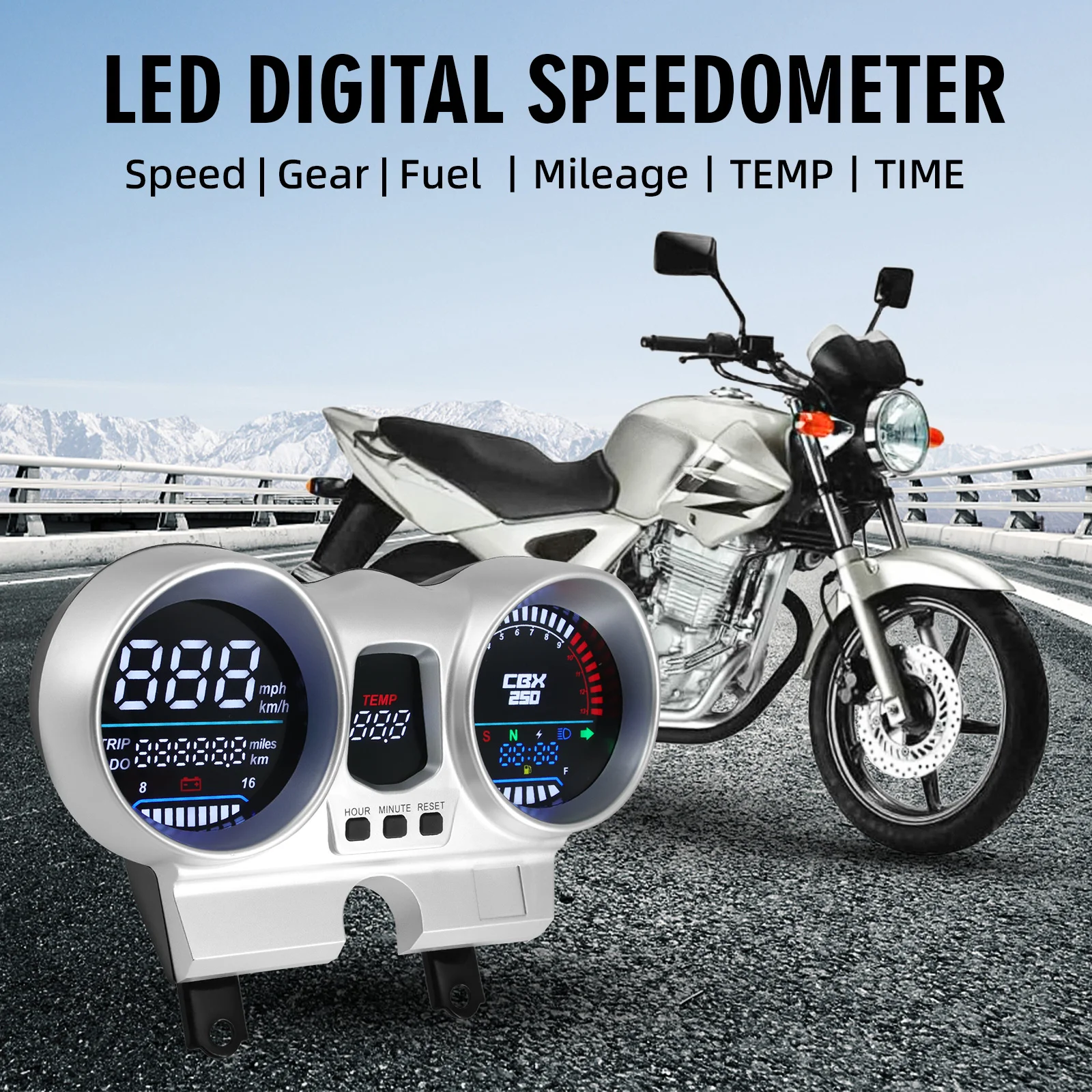 LED Dashboard Motorcycle Tachometer LCD Digital Speedometer OEM 37100-KPF-961 Fo