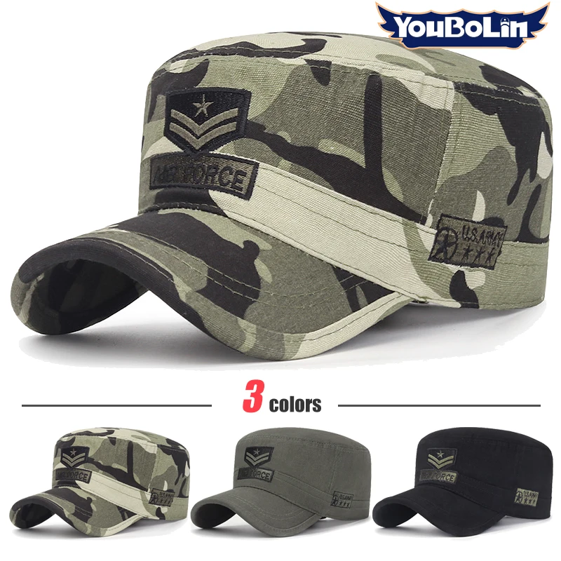 Cappello piatto camouflage in cotone protezione solare trekking_voghion.com