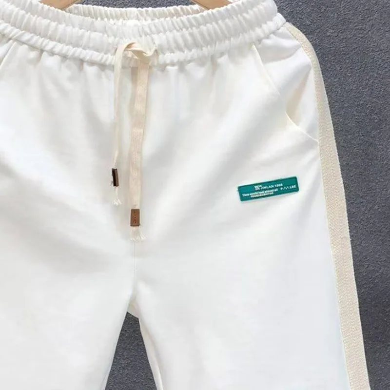 2024 New Summer Handsome American Retro Elegant Fashion Oversized Men's Wear Drawstring Solid Color Pockets Cotton Linen Shorts