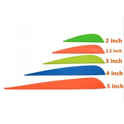 Archery TPU Arrow Feather Multi-size 2.5/3/4/5 Inch Random Color Plastic Feather Drop Shape for Mixed Carbon/Fiberglass Shaft
