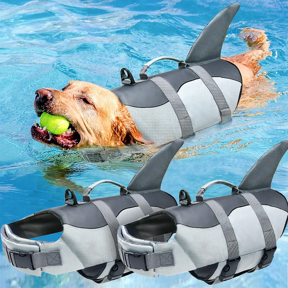 Shark Dog Life Jacket with Handle 1