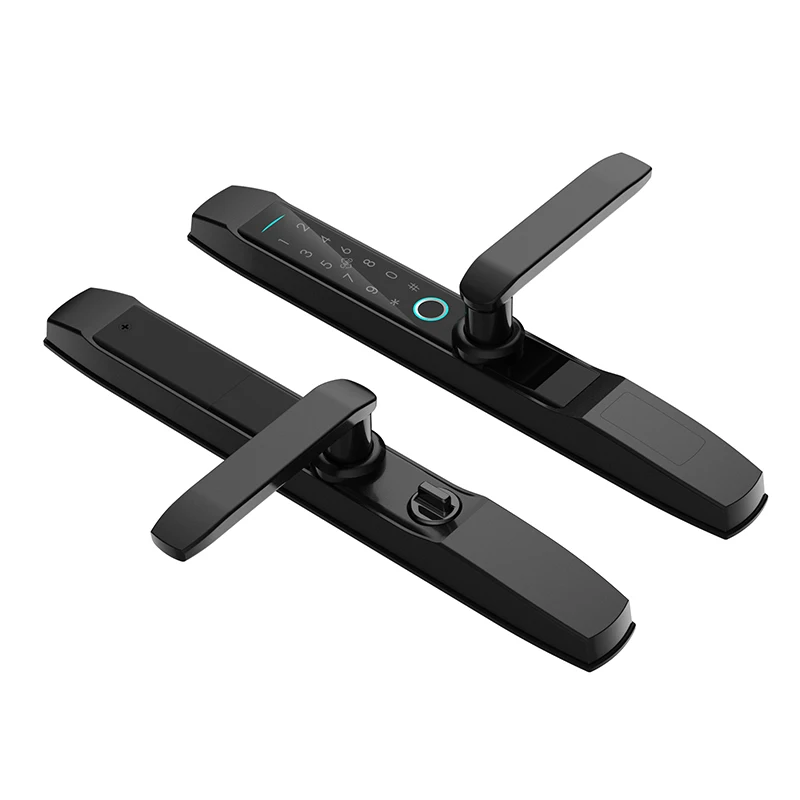 Ttlock 앱 아연 합금 생체 지문 도어 핸들, 유리 슬라이딩 또는 나무 문용 안전한 디지털 스마트 잠금 장치, 고품질