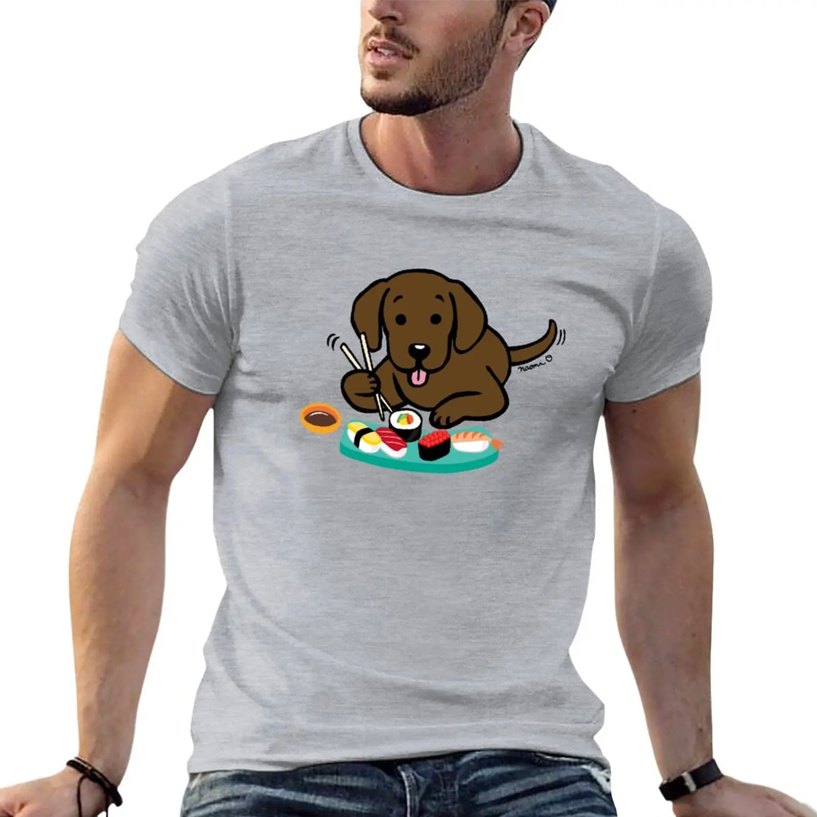 

Chocolate Labrador Sushi T-Shirt sweat shirt Blouse men workout shirt