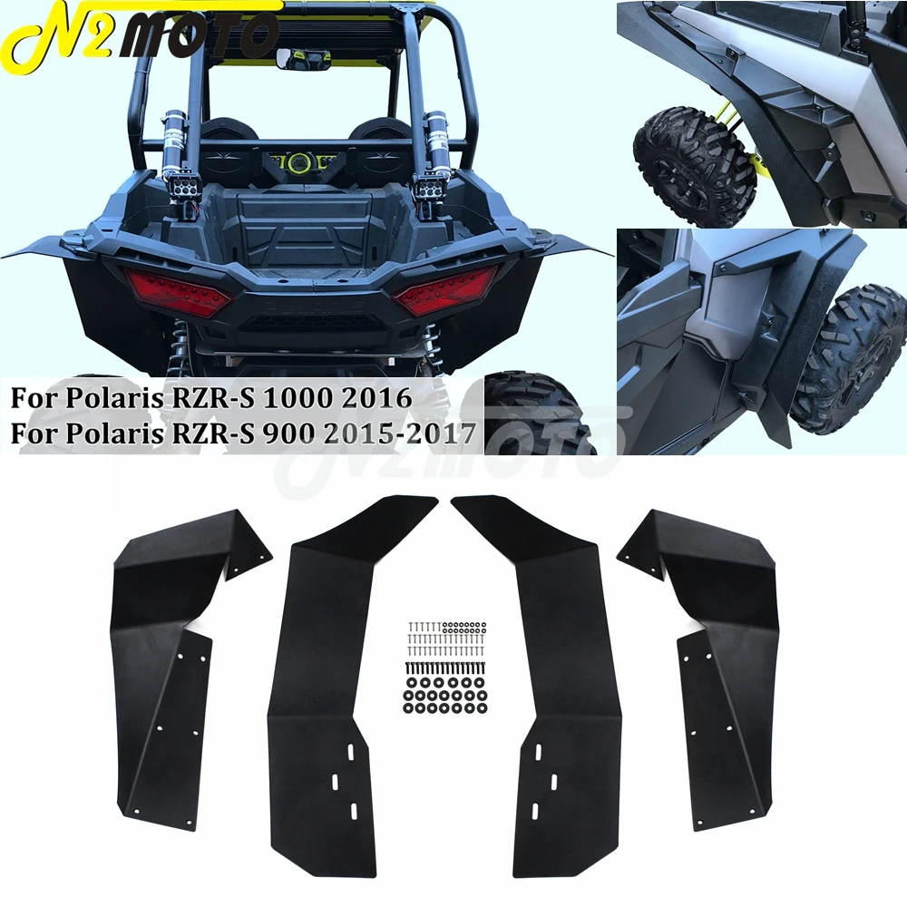 

UTV ATV Full Set Front/Rear Extended Fender Flares Mud Flaps Mudguards For Polaris 2015-2017 Polaris RZR-S 900 & 2016 RZR-S 1000
