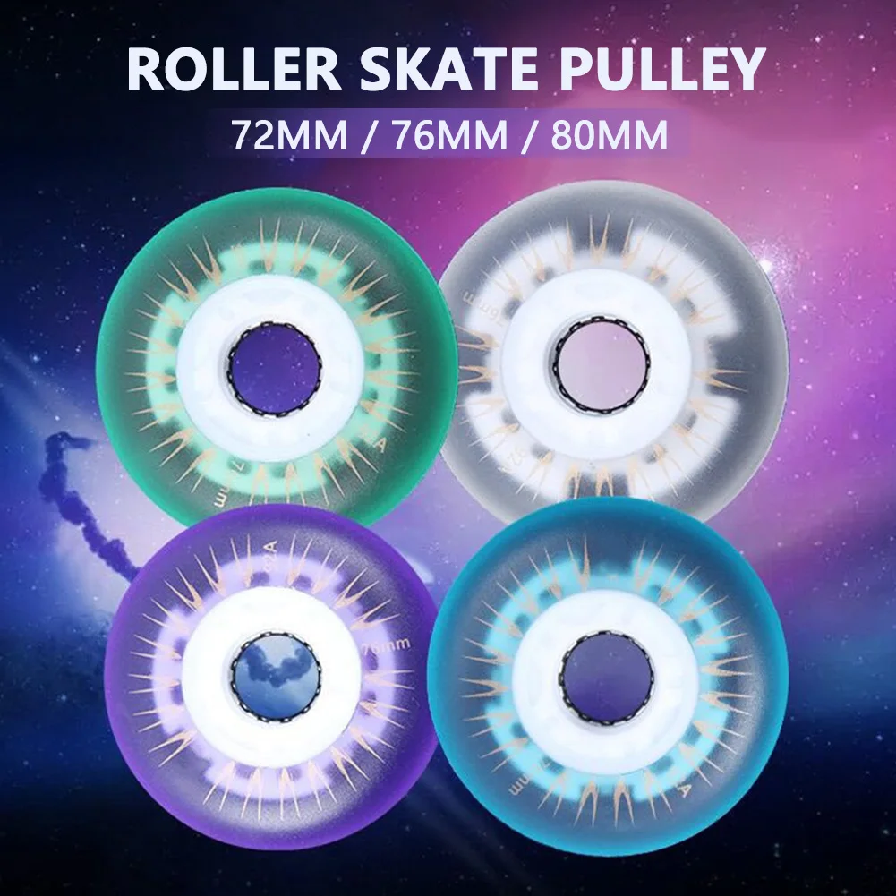 8 Roues De Rollers LED 80mm Avec Roulements - Polyuréthane 82A - Lumière Sans Piles - Pour Patins à Roulettes