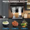 30 inch,Wall Mount Kitchen Hood 900 CFM with Heating Auto-cleaning Function, Gesture& Touch Control,Tempered Glass Surface 2