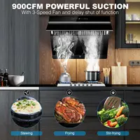 30 inch,Wall Mount Kitchen Hood 900 CFM with Heating Auto-cleaning Function, Gesture& Touch Control,Tempered Glass Surface 2