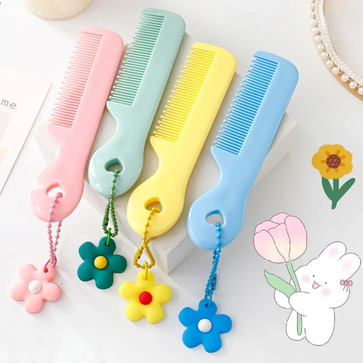 Children Small Cartoon Anti-screw Hair Brush Comb Animal Mini Portable Untangling Bangs Round Tooth Hairbrush for Girls Things