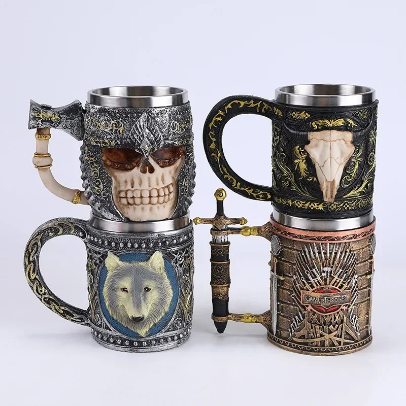 new-resin-double-layer-stainless-steel-mug-skull-cup-bone-cup-lava-coffee-drinking-cup-play-halloween-gift