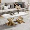 Modern coffee table, 47-inch imitation marble geometric frame cocktail table, rectangular table end table furniture 1