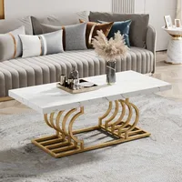 Modern coffee table, 47-inch imitation marble geometric frame cocktail table, rectangular table end table furniture 1