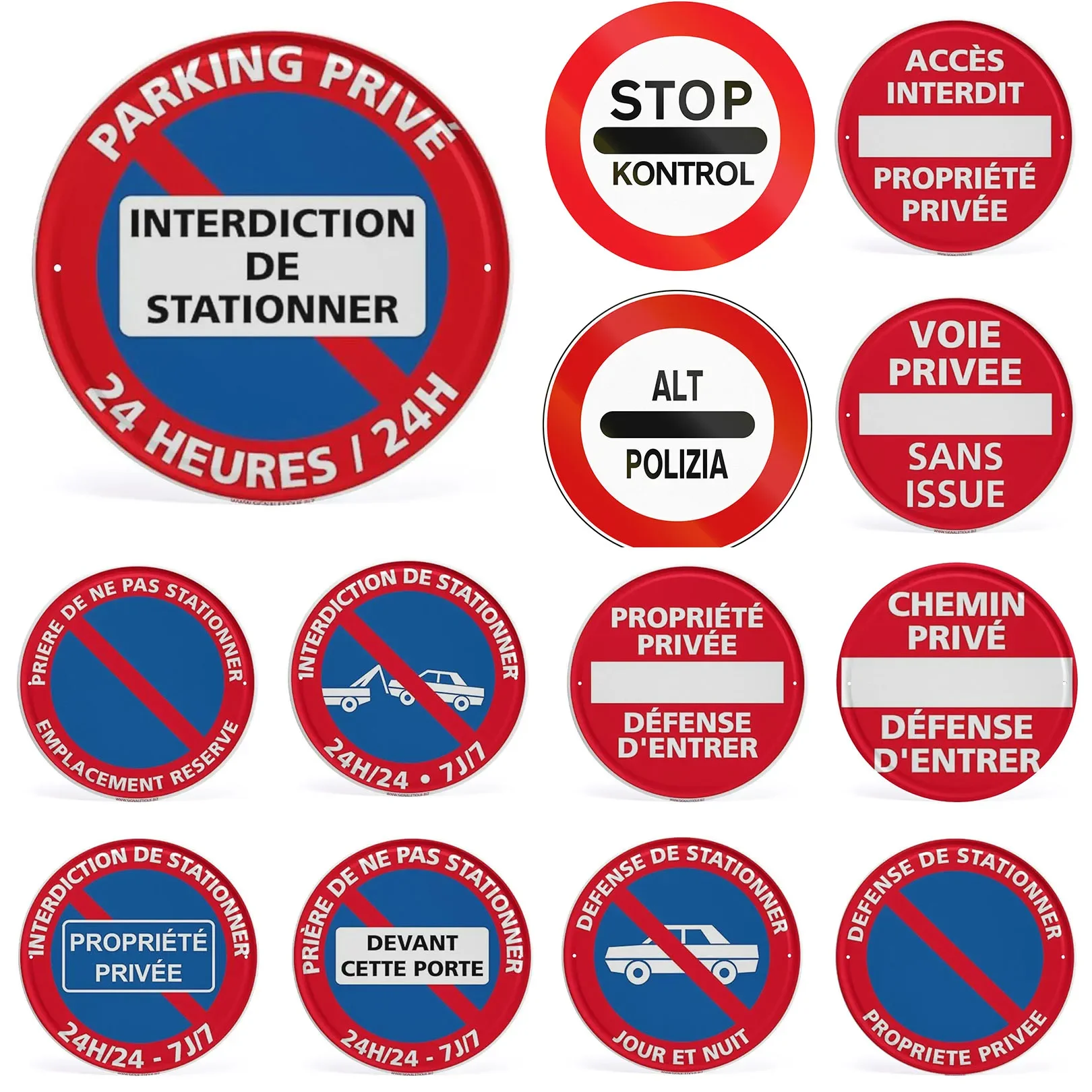 Metal Wall Signs Warning No Parking Retro Round Metal Tin Signs Nostalgic Iron Painting Novelty For Cafe Bar Garage Bar Kitchen Garden Wall Decor