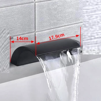 Gold/Matte สีดำอ่างอาบน้ำน้ำตก Spout อ่างอาบน้ำ Waterfall Inlet ก๊อกน้ำฝักบัววาล์วสแตนเลส 7